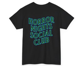 Halloween Horror Nights Inspired Horror Nights Social Club Neon Tee - Blue and Green