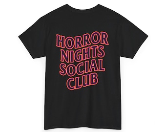 HHN Halloween Horror Nights Inspired Neon Horror Nights Social Club Tee - Pink and Orange