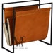 Leather Magazine Rack Tan and Black Frame, Magazine and Paper Storage ...