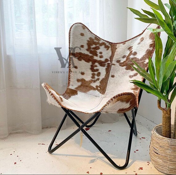White leather butterfly chair deals