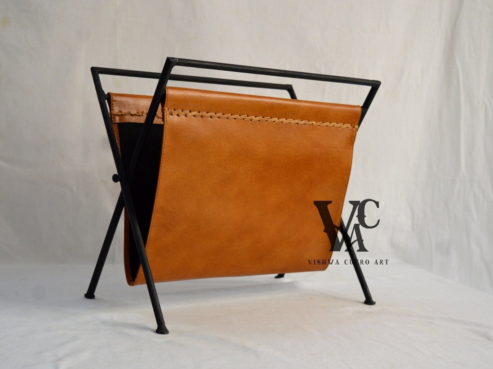 Folding Leather Magazine Rack News Paper Holder Metal Rack Etsy