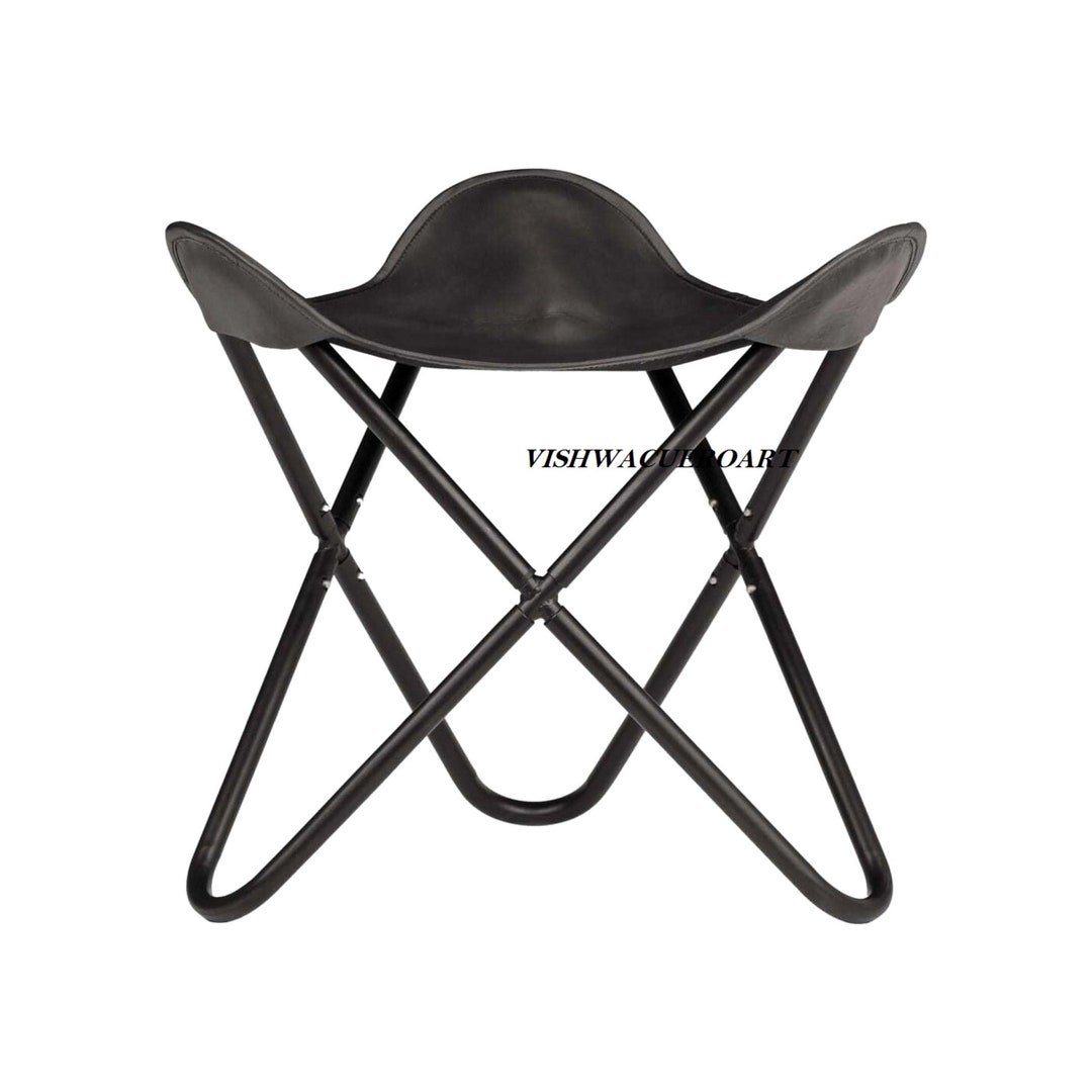 Leather Folding Stool Black Butterfly Stool Folding Camping Etsy