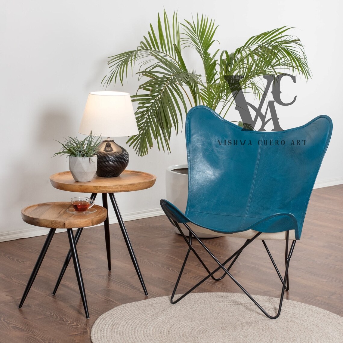 Leather Butterfly Chair Unique Blue Leather Butterfly Chair Etsy