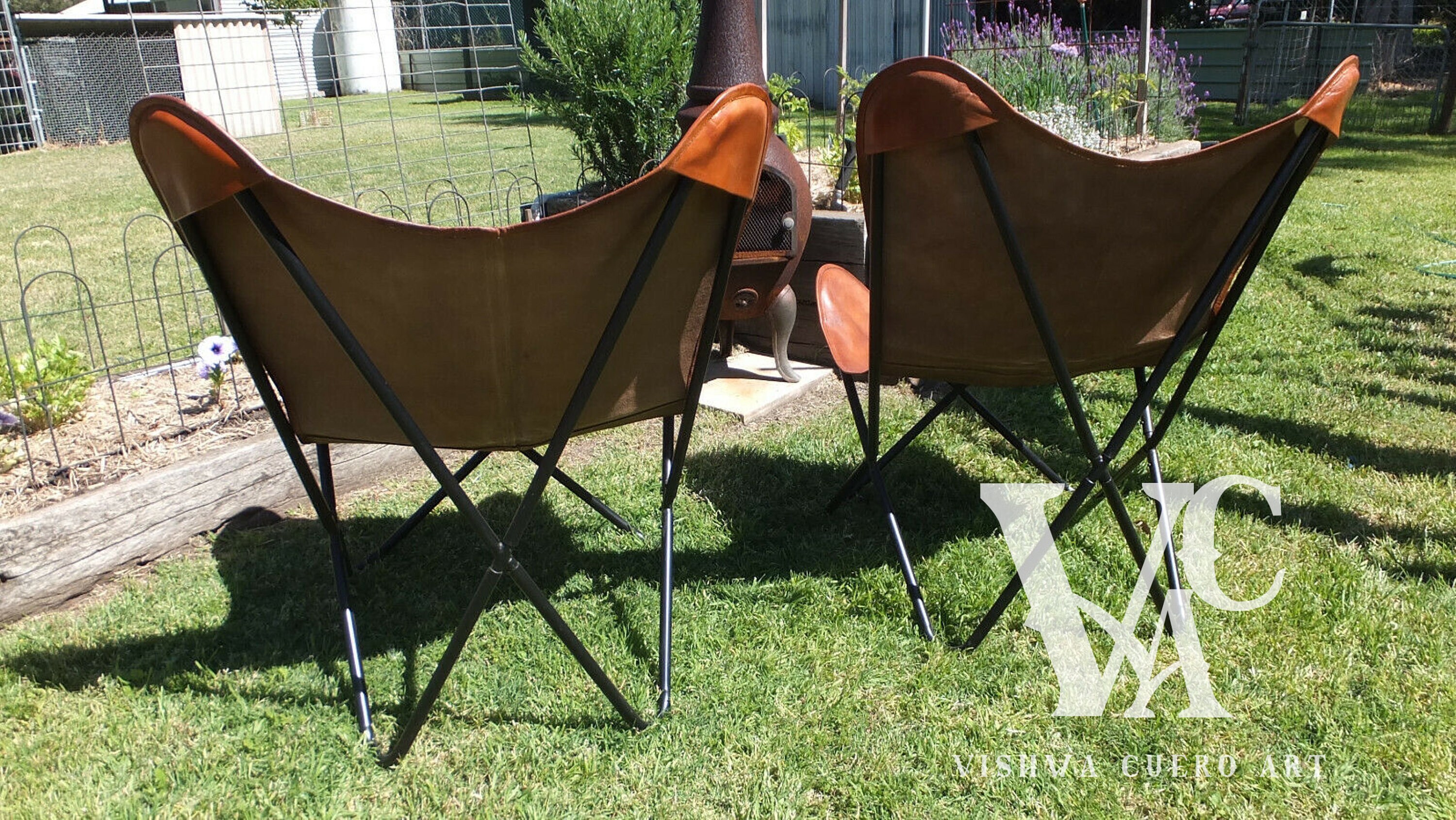 Buy 1 Get 1 FREE Leather Butterfly Chair Tan Leather Cover Etsy