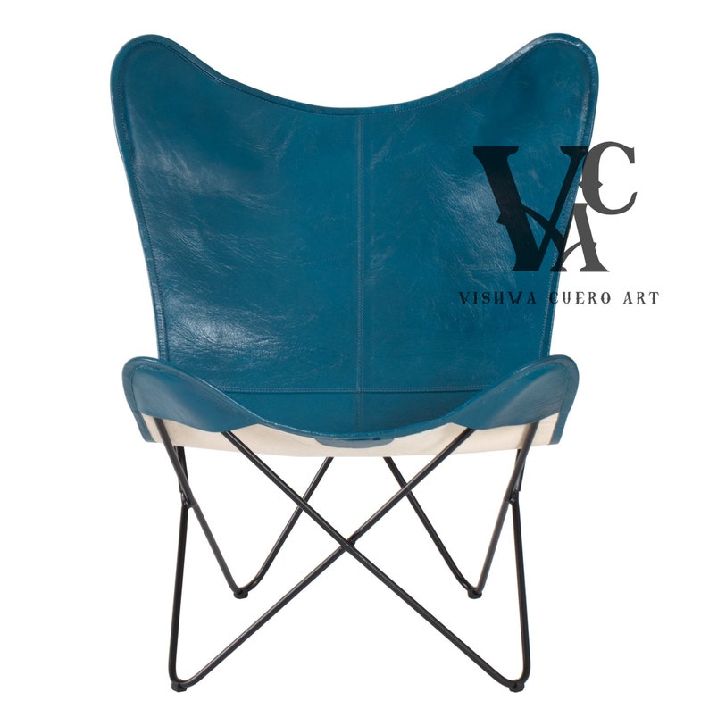 Leather Butterfly Chair Unique Blue Leather Butterfly Chair Etsy