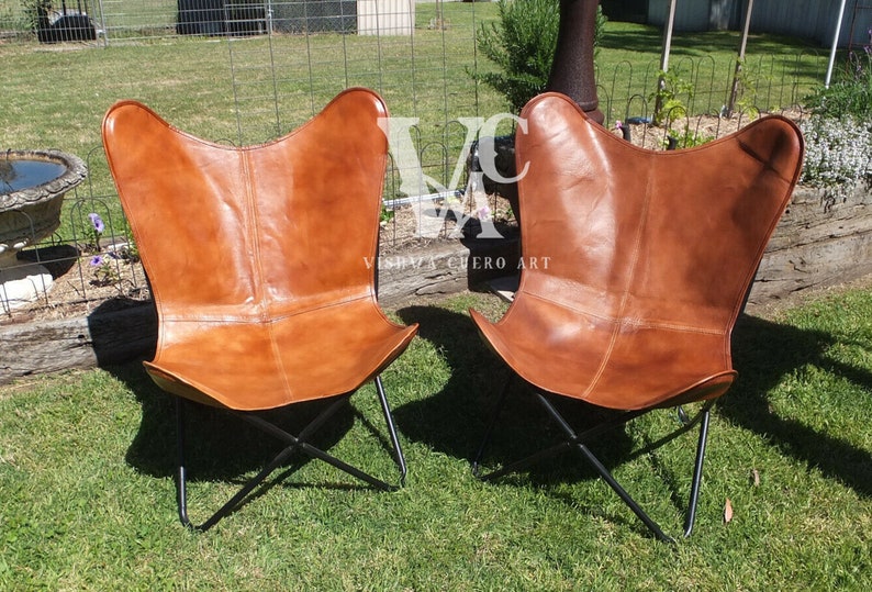 Buy 1 Get 1 FREE Leather Butterfly Chair Tan Leather Cover Etsy