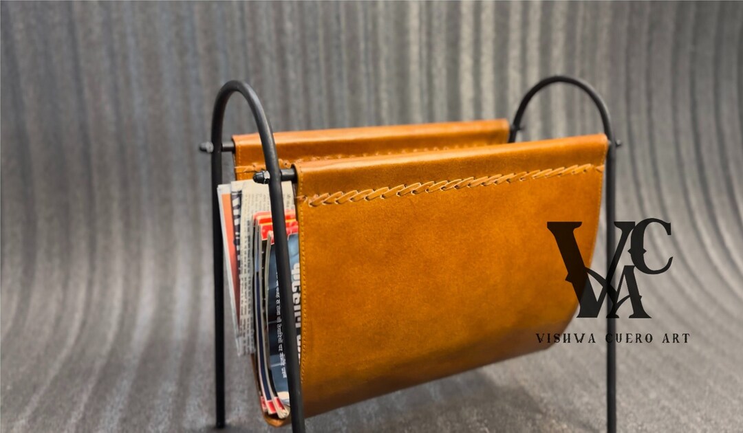 Folding Leather Magazine Rack, News Paper Holder, Laptop Holder