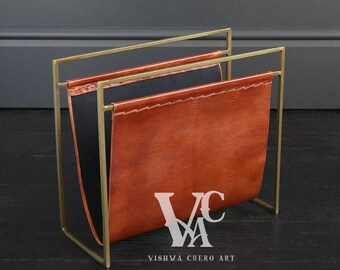 Leather Magazine Rack | Etsy