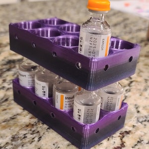 Purple to Black color fade Stackable Insulin Holder/Organizer for refrigerator (2 per order)