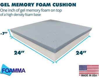 24" x 24" Cooling Gel-Infused Memory Foam Cushion, High Density Foam Base, Chair Cushion, Wheelchair Cushion