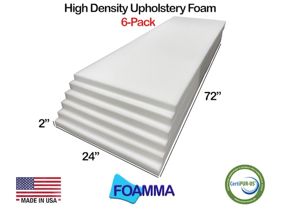 2 X 24 X 72 Wholesale Upholstery Foam Cushion, High Density, Seat  Replacement, Upholstery, Foam Padding, Made in USA 2 Through 6 Pack 