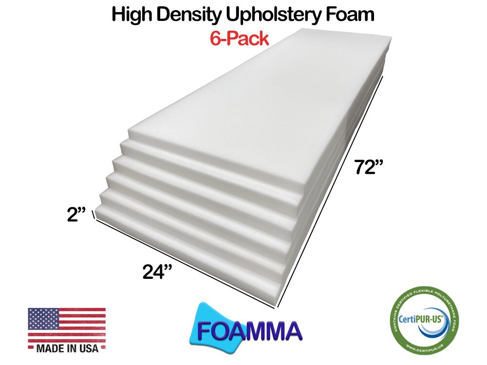 Foamy Foam High Density 2 inch Thick, 24 inch Wide, 72 inch  Long Upholstery Foam, Cushion Replacement : Arts, Crafts & Sewing