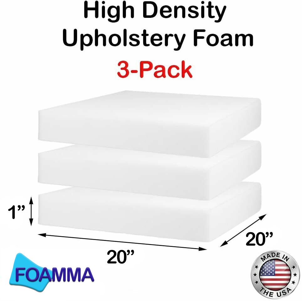 Foamma 5 x 24 x 26 High Density Upholstery Foam Padding, Thick-Custom Pillow, Chair, and Couch Cushion Replacement Foam, Craft Foam Upholstery