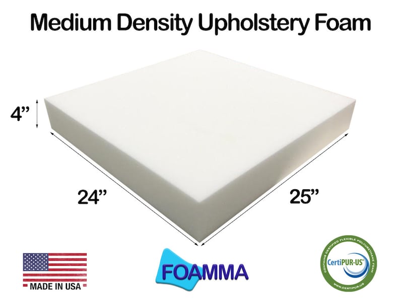 Chair Cushion Foam for Dining Chairs Made in USA! 24 x 25 Medium Density Upholstery Foam Wheelchair Seat Cushion
