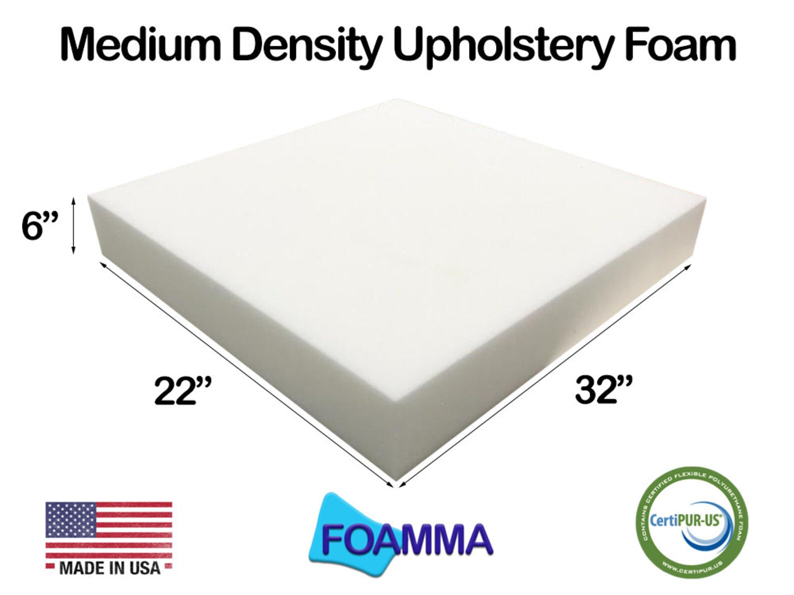 22 x 32 Medium Density Upholstery Foam Cushion Etsy