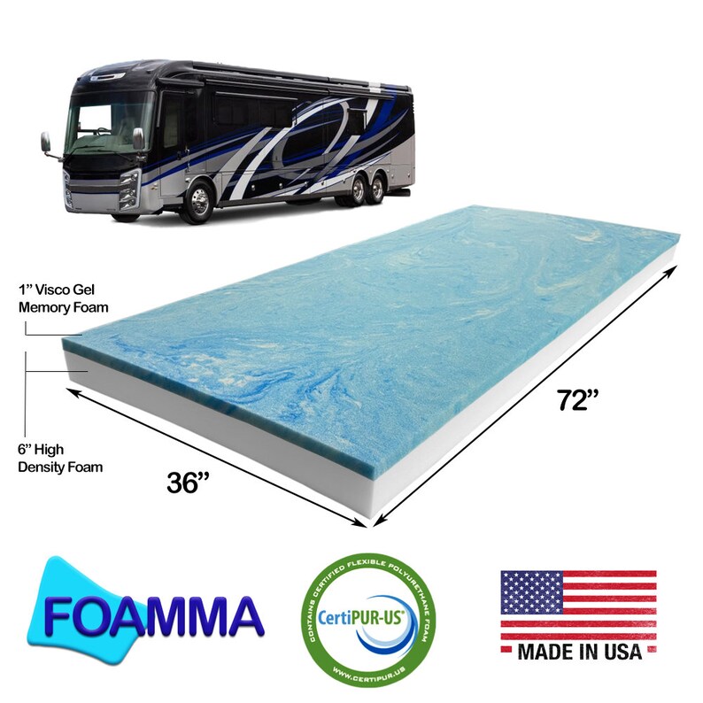 RV Camper Gel Memory Foam Mattress Replacement 36 X Etsy
