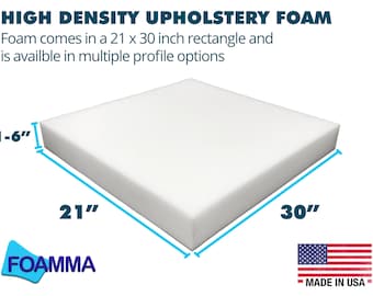 21" x 30" High Density Upholstery Foam, Chair Cushion Foam for Dining Chairs, Wheelchair Seat Cushion, Made in USA!