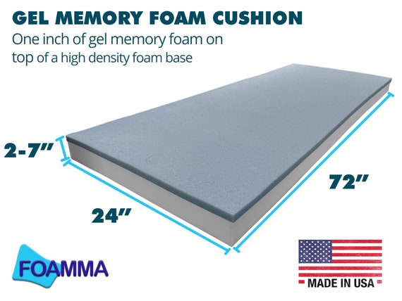 24 X 72 Cooling Gel-infused Memory Foam Cushion, High Density Foam Base,  Bench Cushion, Couch Cushion 