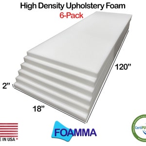 Foamma 4 x 18 x 60 High Density Upholstery Foam Padding, Thick-Custom  Pillow, Chair, and Couch Cushion Replacement Foam, Craft Foam Upholstery