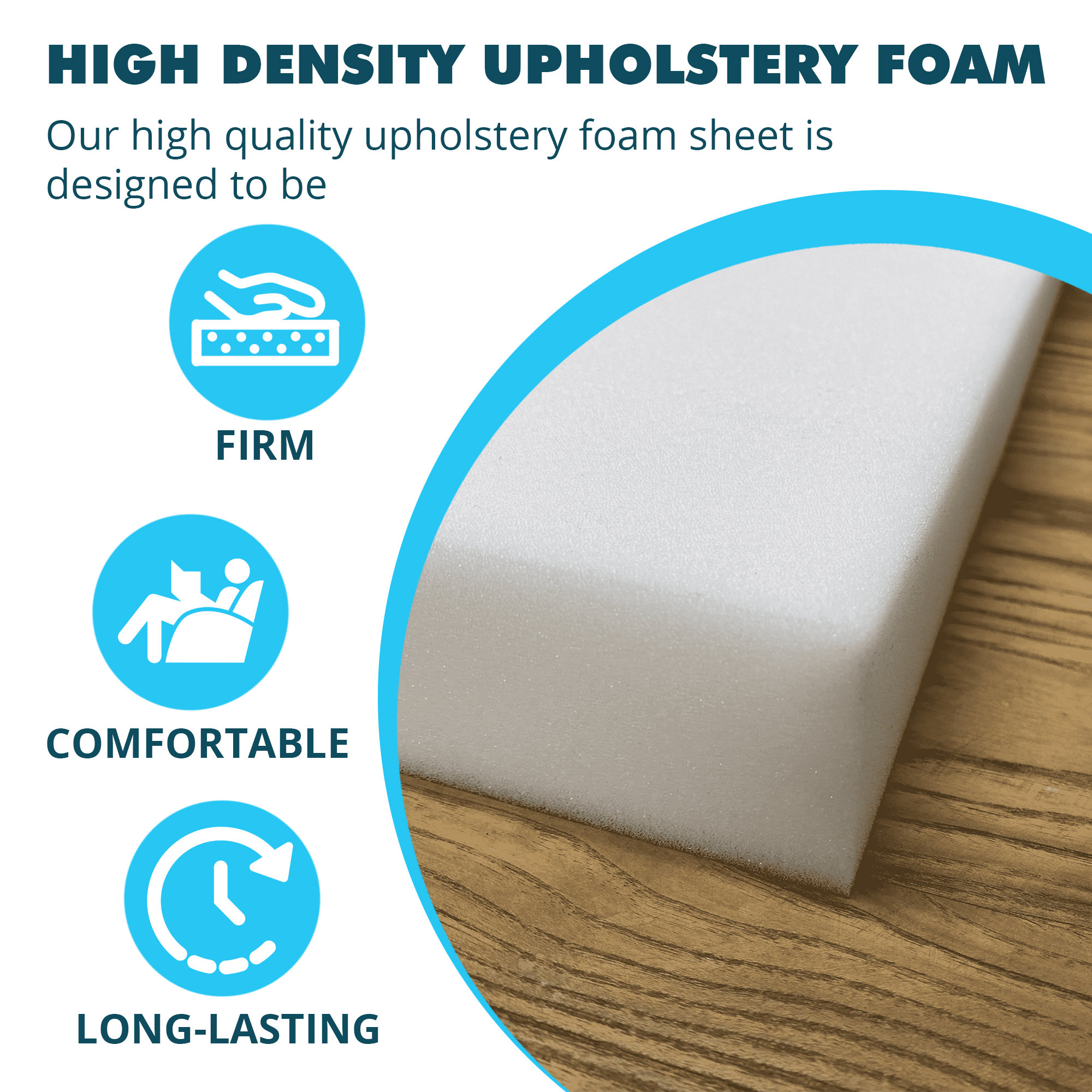 Foamy Foam High Density 6 inch Thick, 24 inch Wide, 84 inch Long Upholstery  Foam, Cushion Replacement