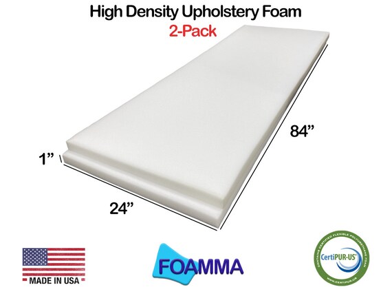 Foamy Foam 2-Pack Upholstery Foam - 1x24x84 Inch High Density Cushion Replacement