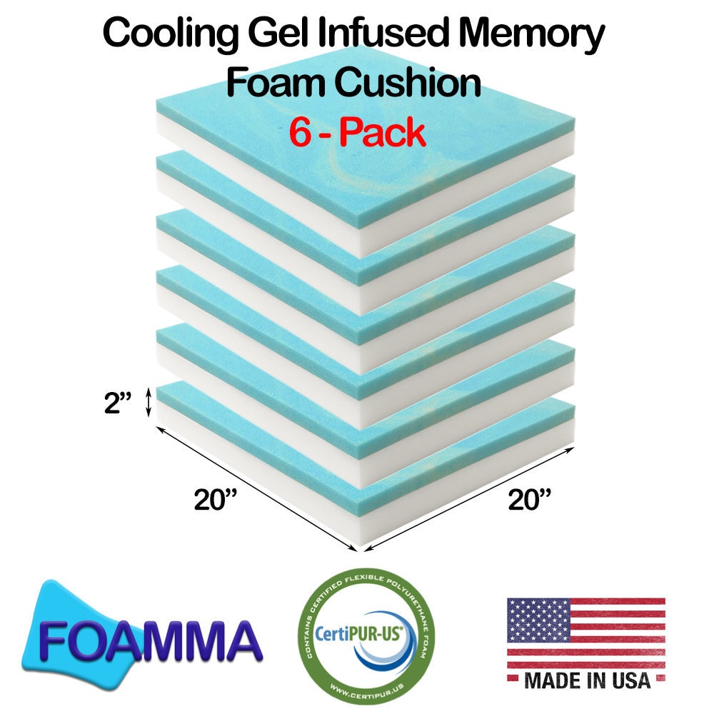 Foamma 6 x 26 x 26 Gel Memory Foam, High Density Base, Medium