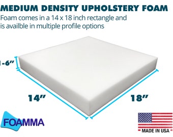 14" x 18" Upholstery Foam Cushion, Medium Density, Chair Cushion Foam for Dining Chairs, Wheelchair Seat Cushion, Made in USA!