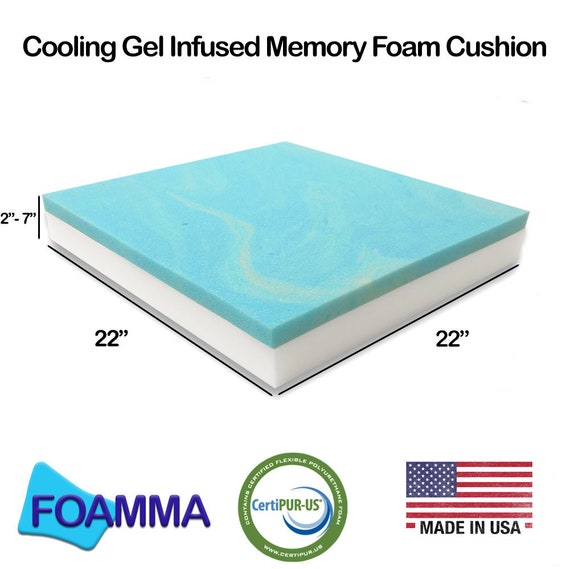 22 x 22 Cooling GelInfused Memory Foam Cushion Etsy