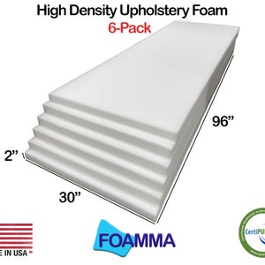 RaceCityFoam High Density Upholstery Foam Cushion 6\" H X 30\" W X 80\" L (Firm) 46ILD - CertiPUR-US Certified Foam Cushion - Upholstery Foams For Reupholstering, Seat Cushions - Made In