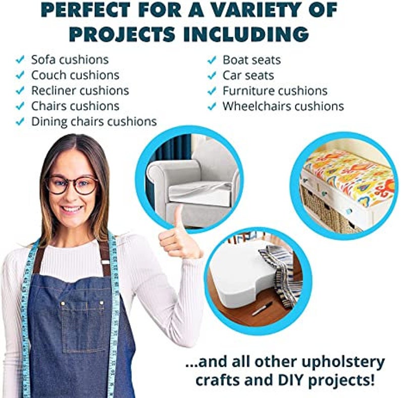 Foamma Custom Cut Upholstery Foam Cushion Any Size, Shape, Density ...