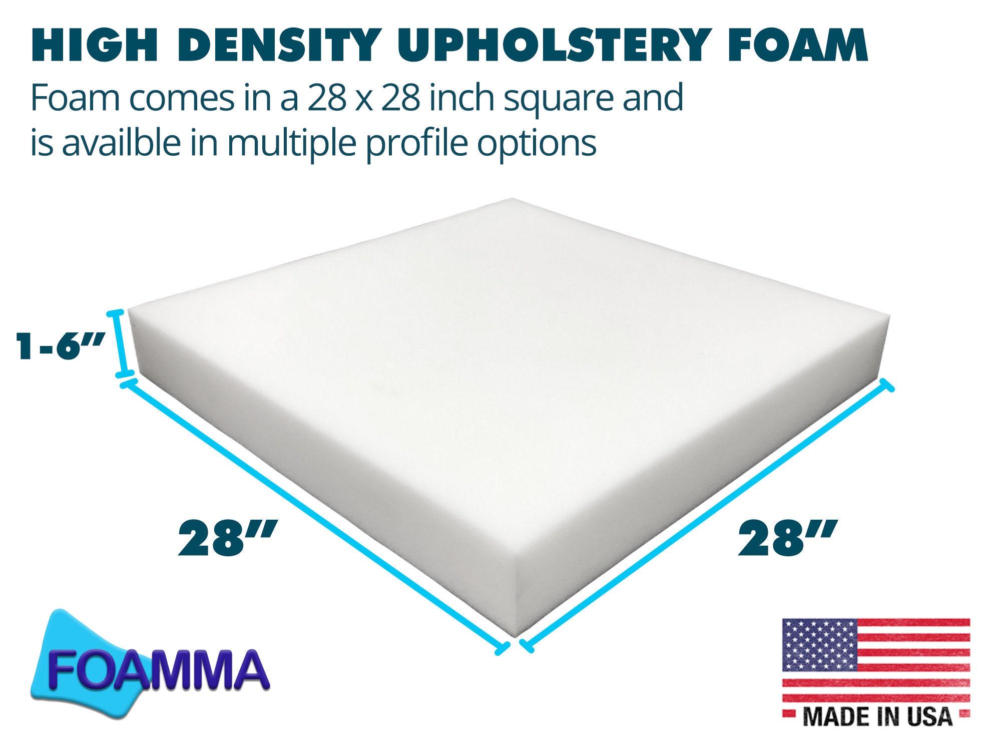 28 X 28 Upholstery Foam Cushion High Density Chair Cushion Foam