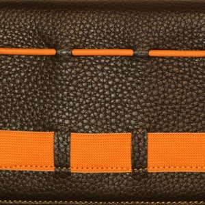 100% cuero RFID protegido viaje y pasaporte cartera - marrón & naranja