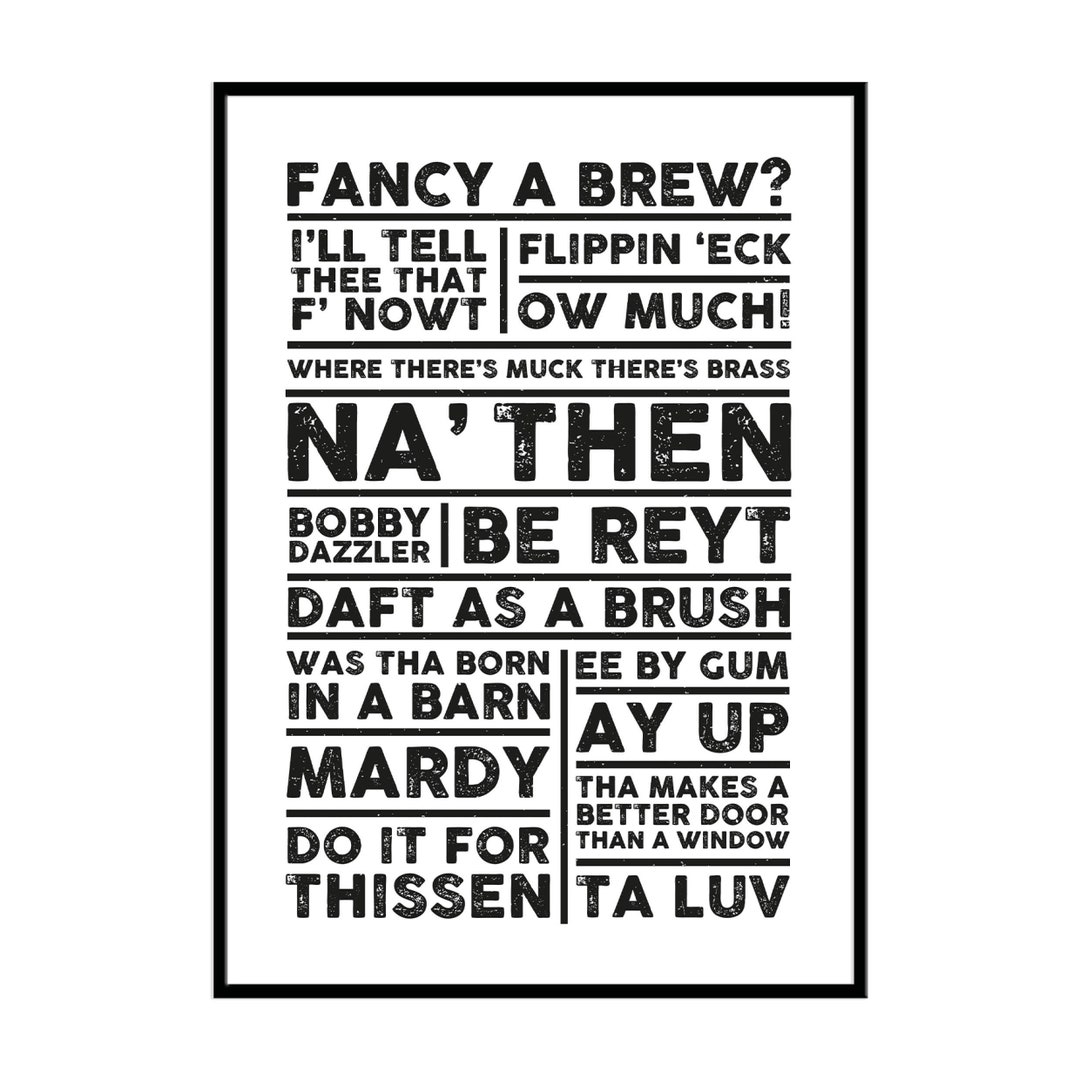 Yorkshire Sayings, Yorkshire Slang, Yorkshire Print, Kitchen Art, A4