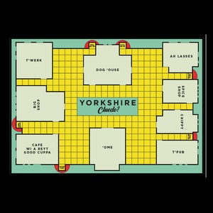 Yorkshire Cluedo Print, Sheffield Monopoly Print, Sheffield Print, Yorkshire, Kitchen Art, A4, A3, A2