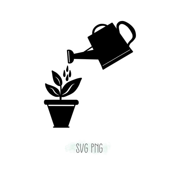 Watering Can with Plant SVG and PNG bundle