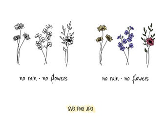 No rain no flowers SVG PNG JPG bundle