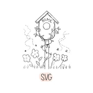 Hand drawn bird house SVG