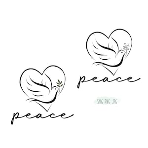 Peace (with dove) SVG PNG JPG bundle