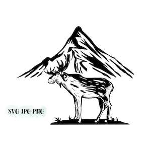Moose and mountain SVG JPG PNG bundle