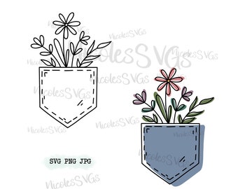 Flowers in a pocket SVG PNG JPG bundle