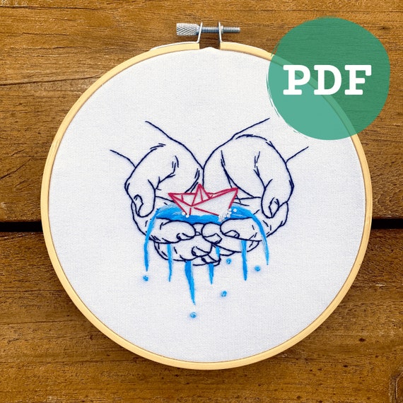 Keeping Afloat Embroidery PDF Pattern Download Paper Boat | Etsy