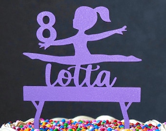 Caketopper Turnerin, Kuchenstecker personalisiert mit Name und Geburtstagszahl