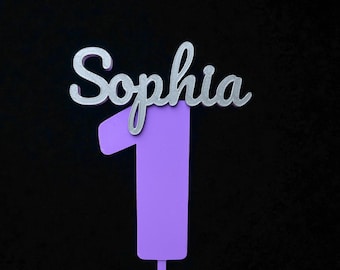 Caketopper für Kinder von 1-9 Jahren, mit Namen und Zahl, Kuchenstecker