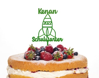 Personalized cake topper for the first day of school, featuring the child's name and the year they started school.