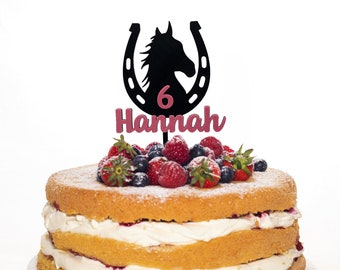 Cake-Topper Hufeisen Pferd ,Kindergeburtstag,personalisiert mit Namen und Zahl, Kuchenstecker