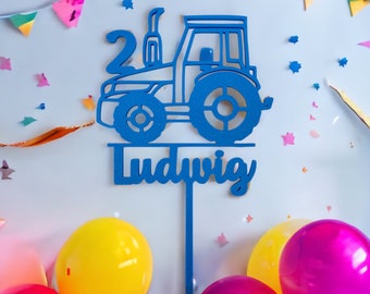 Cake-Topper Traktor, personalisiert mit Name und Zahl