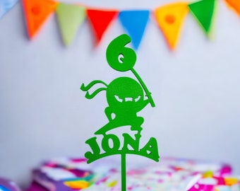 Cake-Topper für den Kindergeburtstag, Ninja, personalisiert mit Namen und Zahl