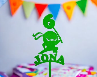 Cake-Topper für den Kindergeburtstag, Ninja, personalisiert mit Namen und Zahl