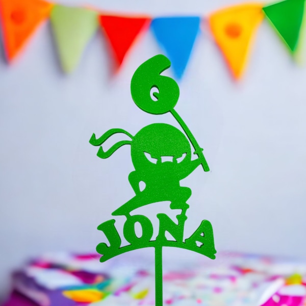 Cake-Topper für den Kindergeburtstag, Ninja, personalisiert mit Namen und Zahl