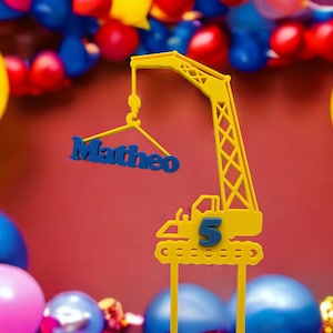 Cake Topper Crane Children&#39;s Birthday, personalized with name and birthday number, cake topper
